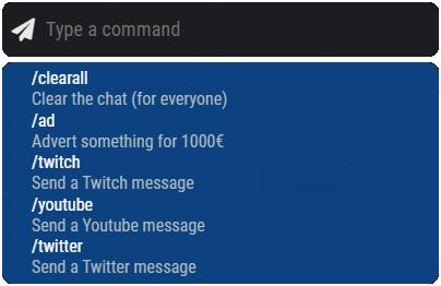 Commands fivem chat chat:addMessage